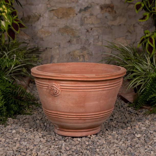 Conca con Rosette Terracotta Impruneta 41 H25