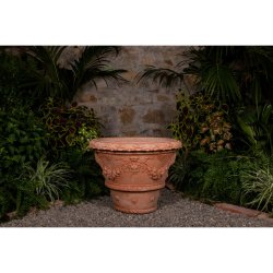 Vaso Ornato con Foglie Terracotta Impruneta