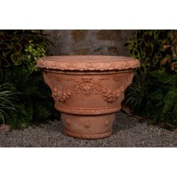 Vaso Ornato con Foglie Terracotta Impruneta