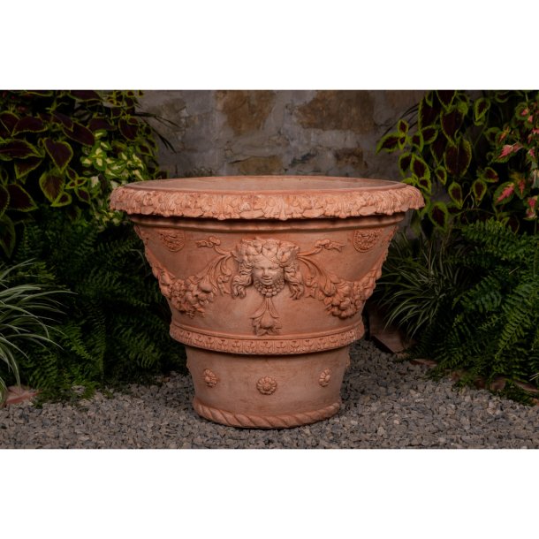 Vaso Ornato con Foglie Terracotta Impruneta