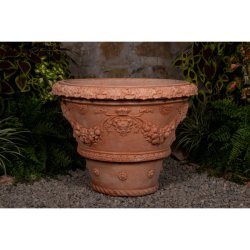Vaso Ornato con Foglie Terracotta Impruneta